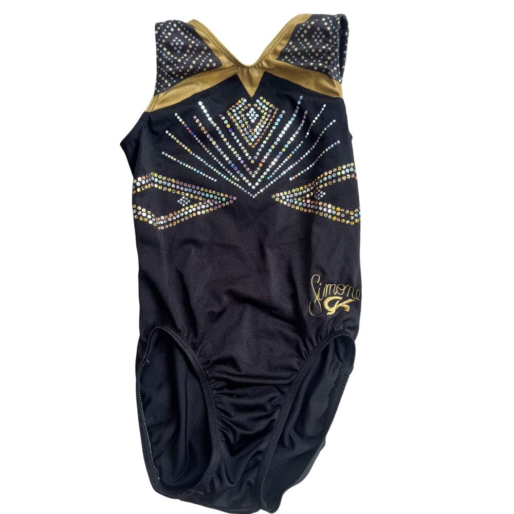 Simone Biles x GK Elite World Championship Replica Leotard Black Gold Size CL